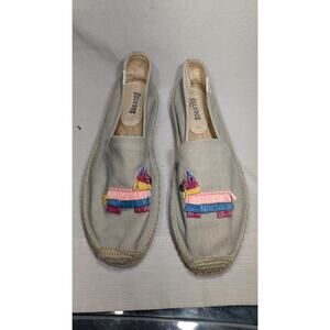 Soludos Womens Espadrille Slip On Shoes Size 8 Llama Piñata Canvas festival